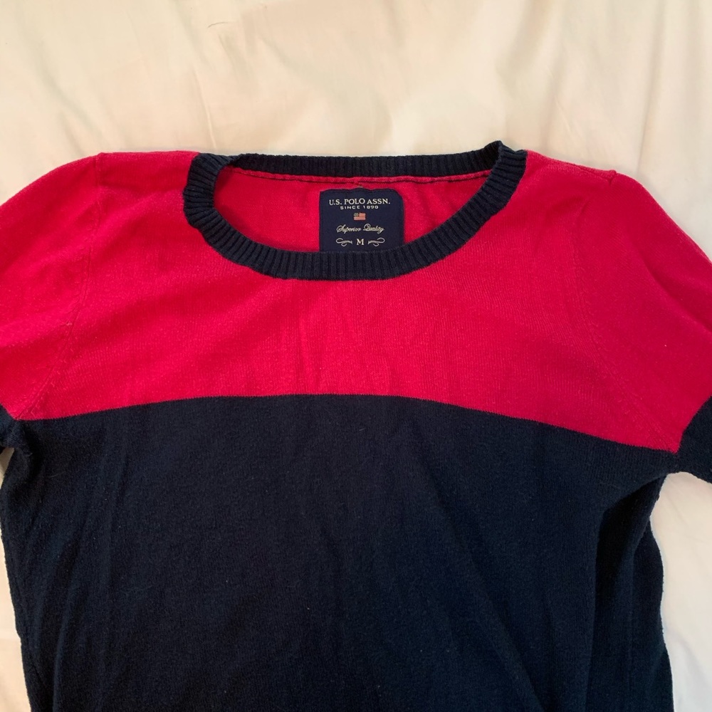 US Polo Assn. Pink and Navy Sweater